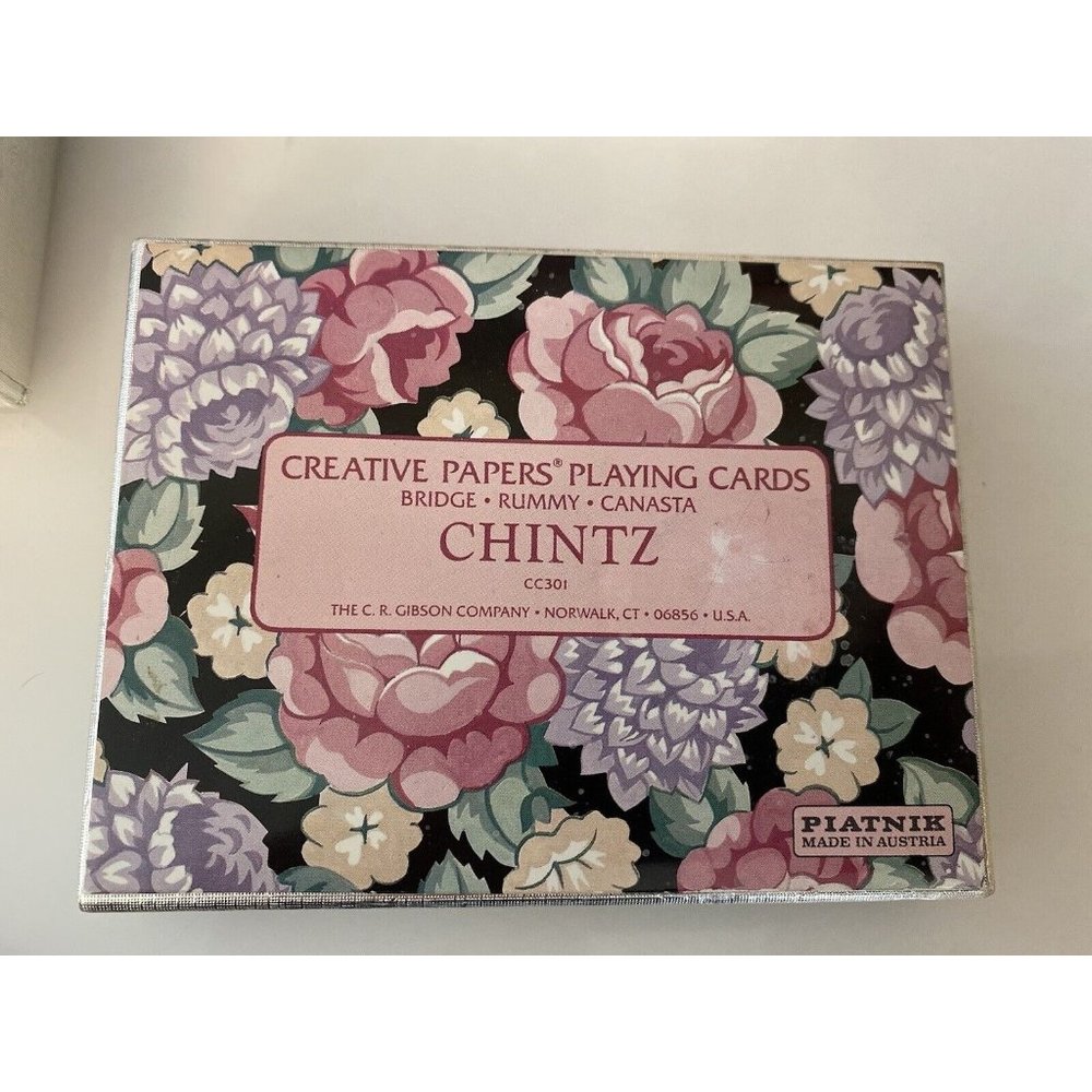 Chintz Creative Papers By Piatnik Austria Rose Bridge Playing Cards in Box 1960s